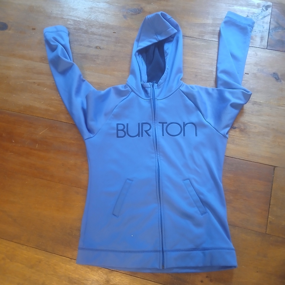 Burton Blue DRY RIDE Peak Hoodie Full Zip Fleece Lined Hooded Sweatshirt Size L